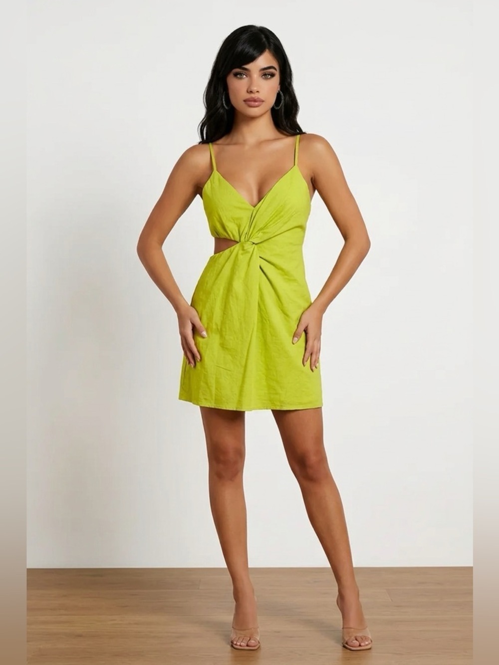 ⚡️Zara Lime Green Mini Dress | Large | Summer | Cotton